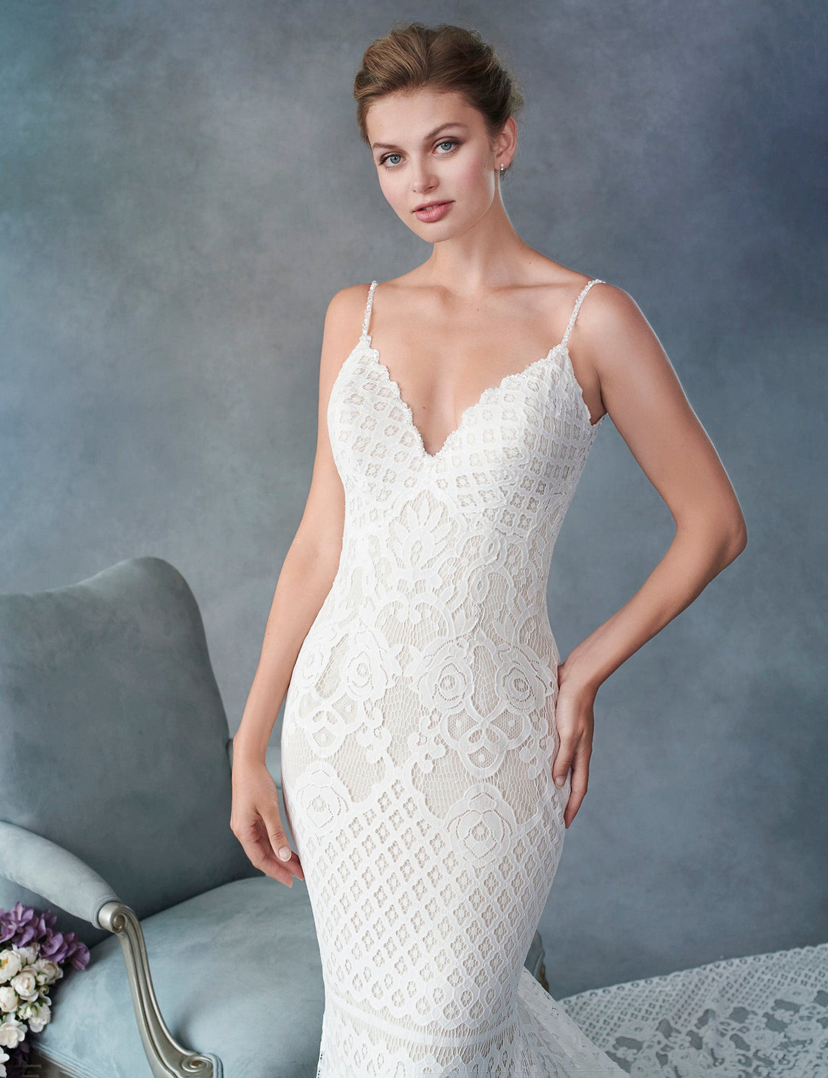 Kenneth L Robe Robe Romane – Boho chic avec traîne en pointe | Mariage Rive-Sud